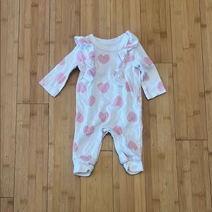 Cat & Jack Pink and White Heart Footies One Piece